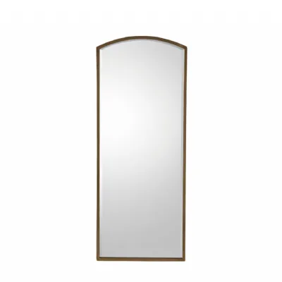 Large Arched Top Rectangular Leaner Mirror in Antique Gold