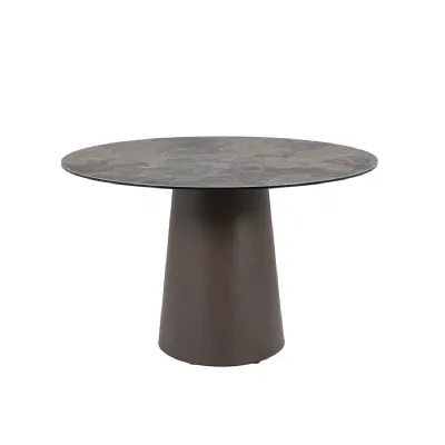 Espresso Brown Ceramic Top Round Dining Table 120cm Diameter