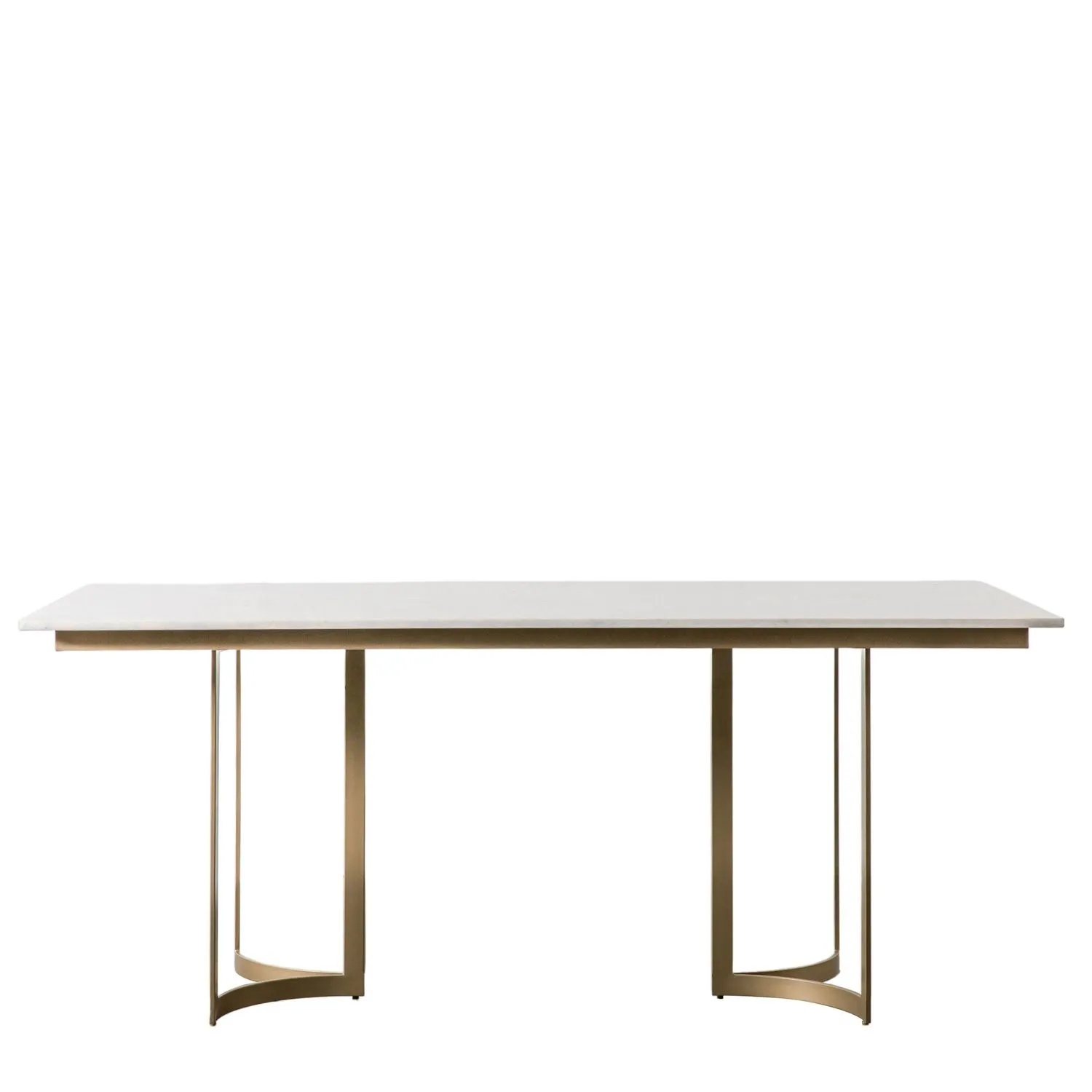 White Marble Top 6 Seater Dining Table Brass Gold Metal Base