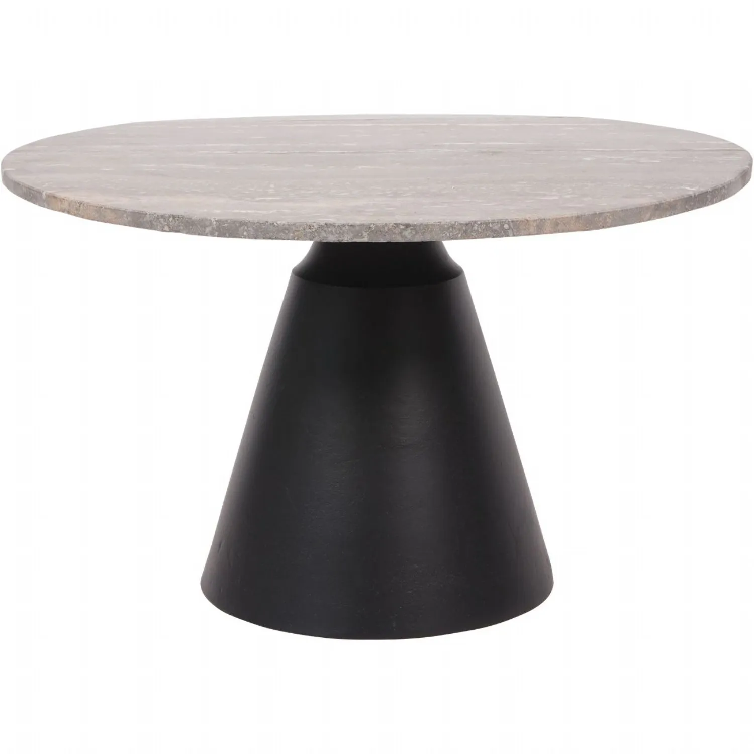 Marble Top 60cm Round Coffee Table Black Conical Base