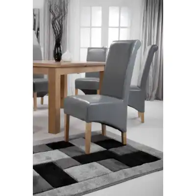 Putty Grey Leather Roll Back Dining Chair