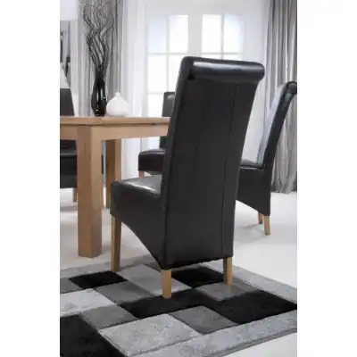 Dark Brown Leather Roll Back Dining Chair