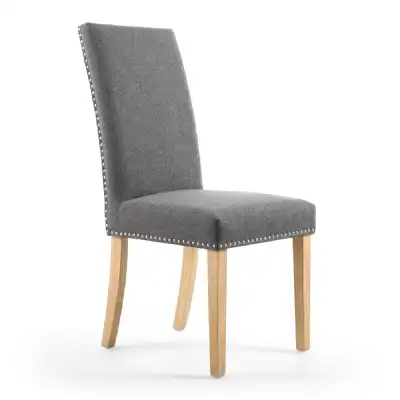 Steel Grey Studded Fabric Dining Chair
