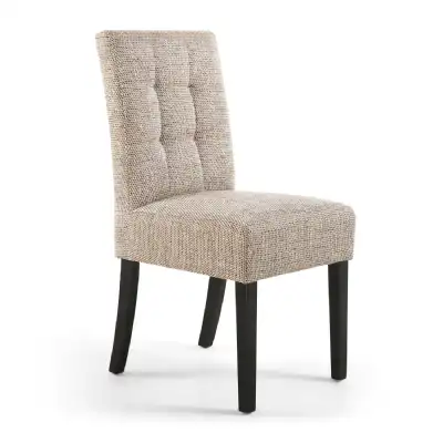 Oatmeal Tweed Fabric Dining Chair Black Legs