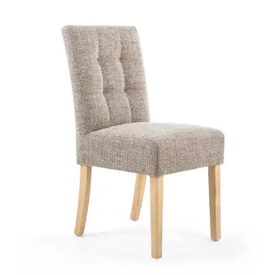 Oatmeal Tweed Fabric Dining Chair Light Wood Legs