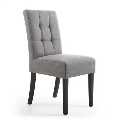 Grey Fabric Dining Chair Black Wooden Legs