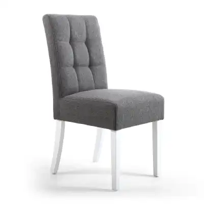 Grey Fabric Dining Chair White Legs