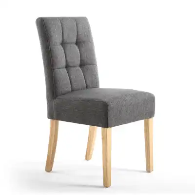 Grey Fabric Dining Chair Light Wood Legs