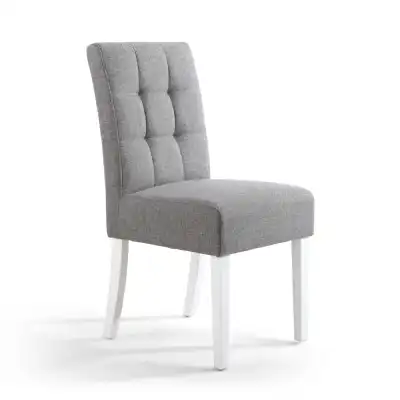 Silver Grey Linen Fabric Waffle Back Dining Chair
