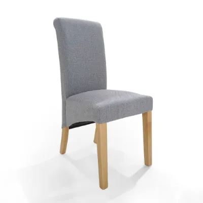 Silver Grey Linen Effect Scroll Back Dining Chair