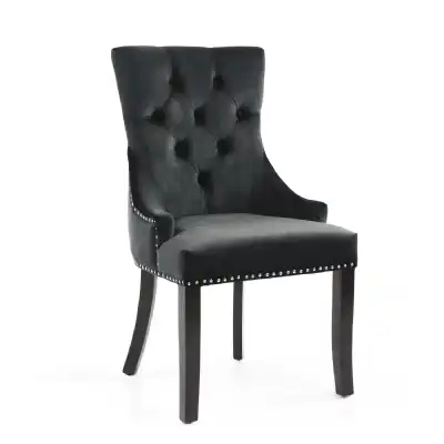Black Brushed Velvet Knocker Ring Back Dining Chair
