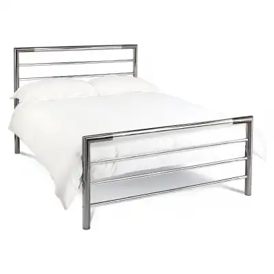 Silver Nickel and Chrome Metal Double Bed
