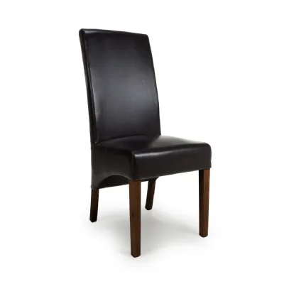 Brown Bonded Leather Dining Chair with Brown Legs