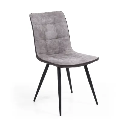 Light Grey 2 Tone Suede Dining Chair Black Legs