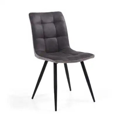 Dark Grey 2 Tone Suede Dining Chair