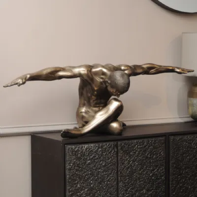 Large Bronze Male Nude Arms Outstretched Sculpture