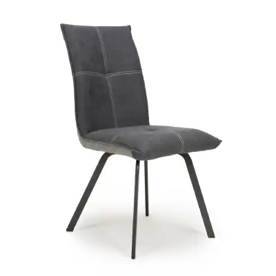 Linen 2 Tone Dark Grey Dining Chair Black Tapered Legs