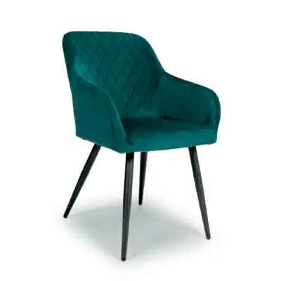 Brushed Green Velvet Dining Chair Diamond Stitched