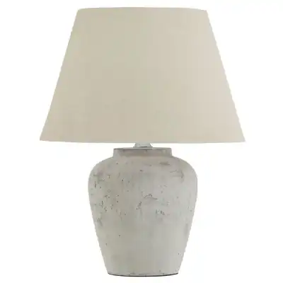 Darcy Antique White Table Lamp With Linen Shade