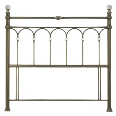 Antique Brass Metal Double Bed Headboard Crystal Detail