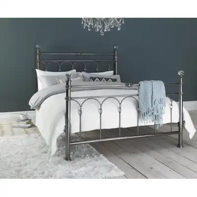 Antique Silver Nickel Metal Double Bed