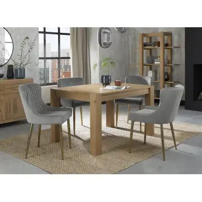 Light Oak 4 To Dining Table 4 Grey Velvet Chairs Dining Set