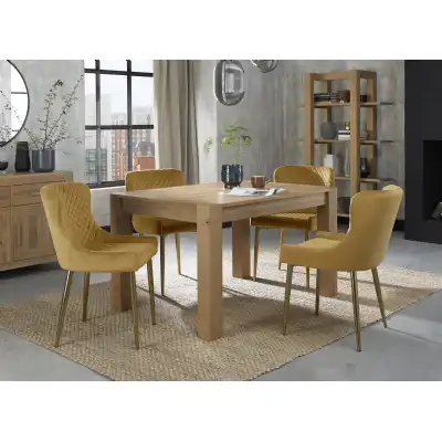 Light Oak Dining Table 4 Yellow Velvet Chairs Dining Set