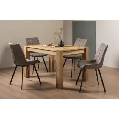 Light Oak Extending Dining Table Set 4 Tan Leather Chairs