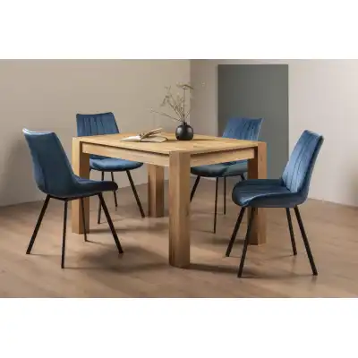 Light Oak 4 To Dining Table 4 Blue Velvet Chairs Dining Set