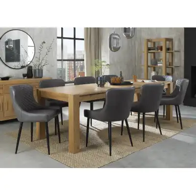 Light Oak Extending Dining Set 8 Grey Leather Chairs
