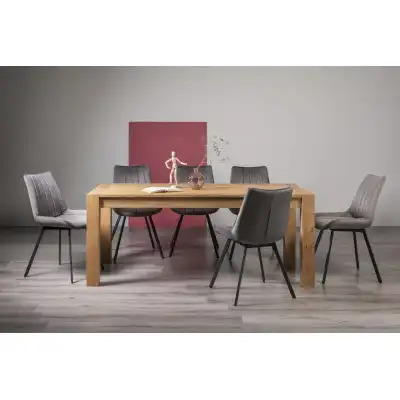 Oak Rectangular Extending Dining Set 8 Grey Velvet Chairs