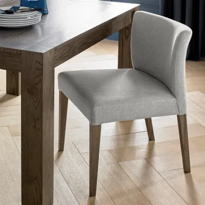 Light Grey Fabric Low Back Dining Chair