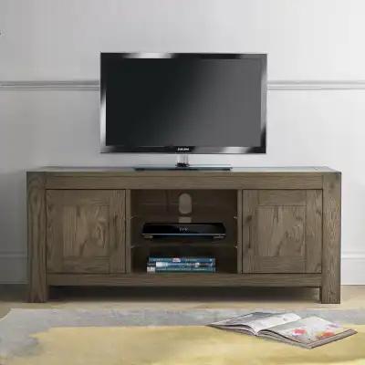 Dark Oak TV Stand Unit with 2 Cupboards 150cm Wide