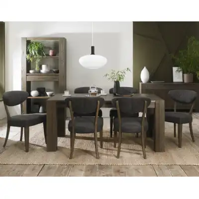 Oak Extending Dining Table Set 6 Dark Grey Fabric Chairs