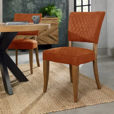 Rust Velvet Fabric Dining Chair Rustic Oak Legs