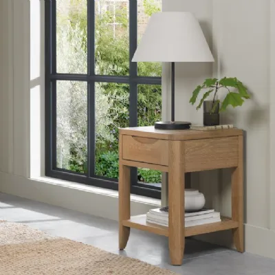 Oak 1 Drawer Lamp Table with Open Lower Shelf