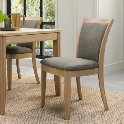 Grey Fabric Upholstered Oak Dining Chair