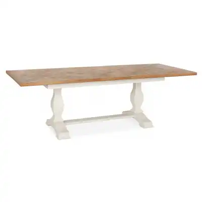 White Painted Rustic Oak Large Extending Dining Table