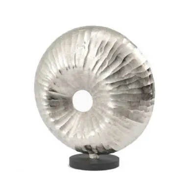 Modern Style Ripples Silver Finish Abstract Shell Sculpture 54 x 50cm
