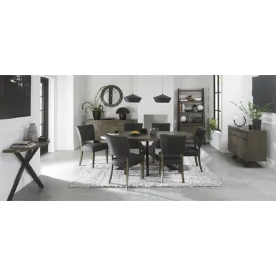 Dark Oak Oval Dining Set with 6 Dark Grey Dining Chairs