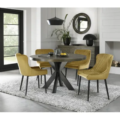 Dark Oak Small Dining Table Set 4 Yellow Velvet Chairs