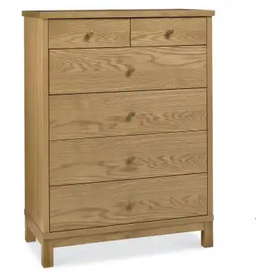 Large Tall Oak 2 Over 4 Chest of 6 Drawers
