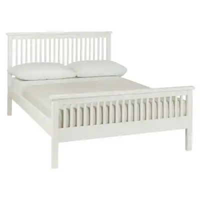 White Painted 4ft Small Double Bed High Foot End