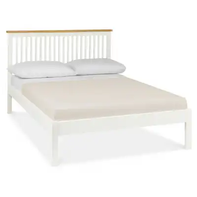 White Painted Oak Top 4ft6 Double Bed Low Foot End