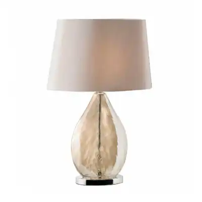 Glass and Metal Soft Pink Velvet Shade Table Lamp