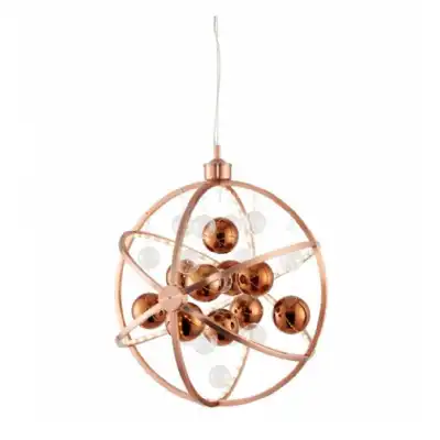 Copper And Glass Circular Pendant Ceiling Light