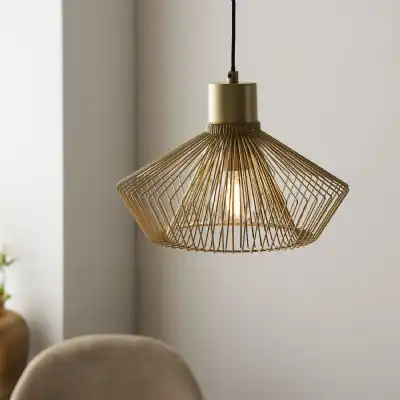 Metalic Gold Cage Pendant Ceiling Light