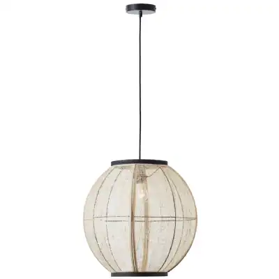 Wood and Natural Linen Pendant Light