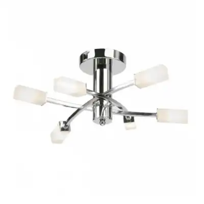 Polished Chrome White Glass Shaded 6 Ceiling And Wall Lamp 18x45cm