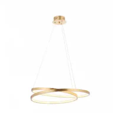 Gold Ring Frosted Acrylic 2 Rings Twisted Round Pendant LED Ceiling Light